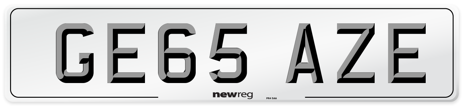 GE65 AZE Number Plate from New Reg